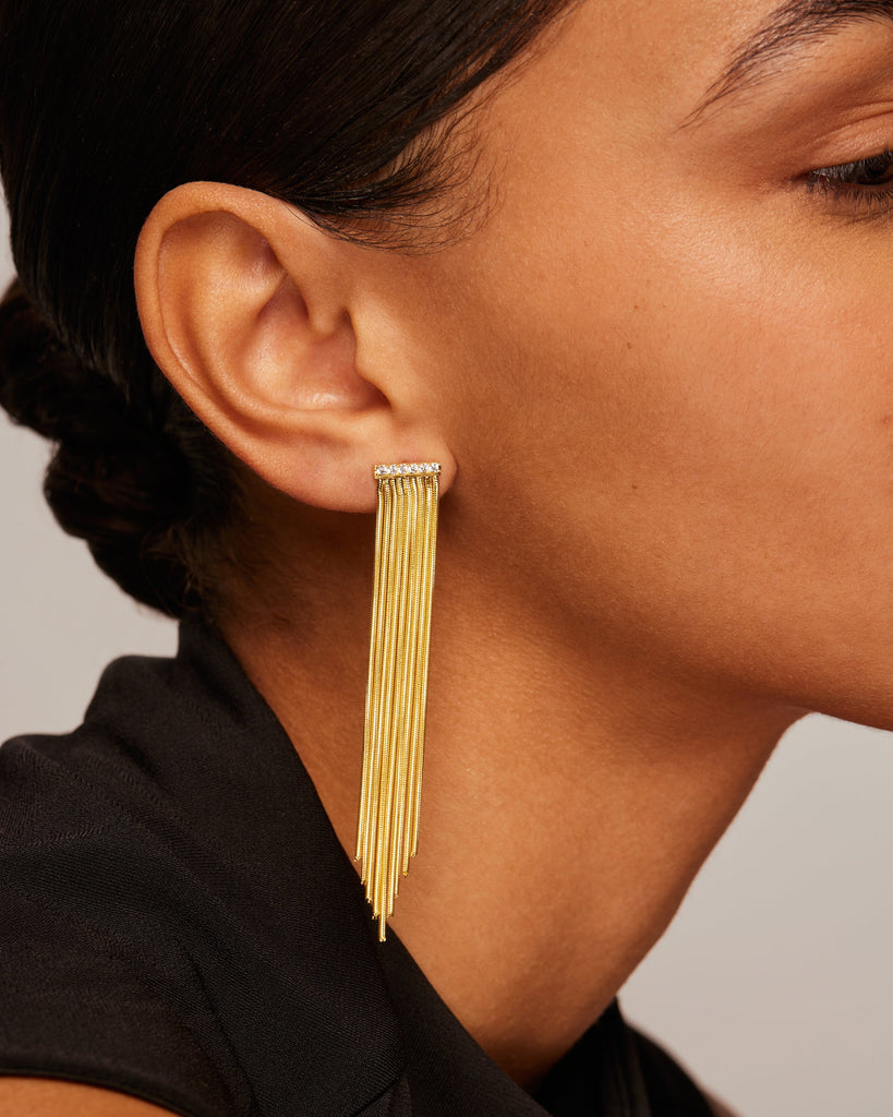 Bar Tassel Earrings #Variant_Yellow Gold  