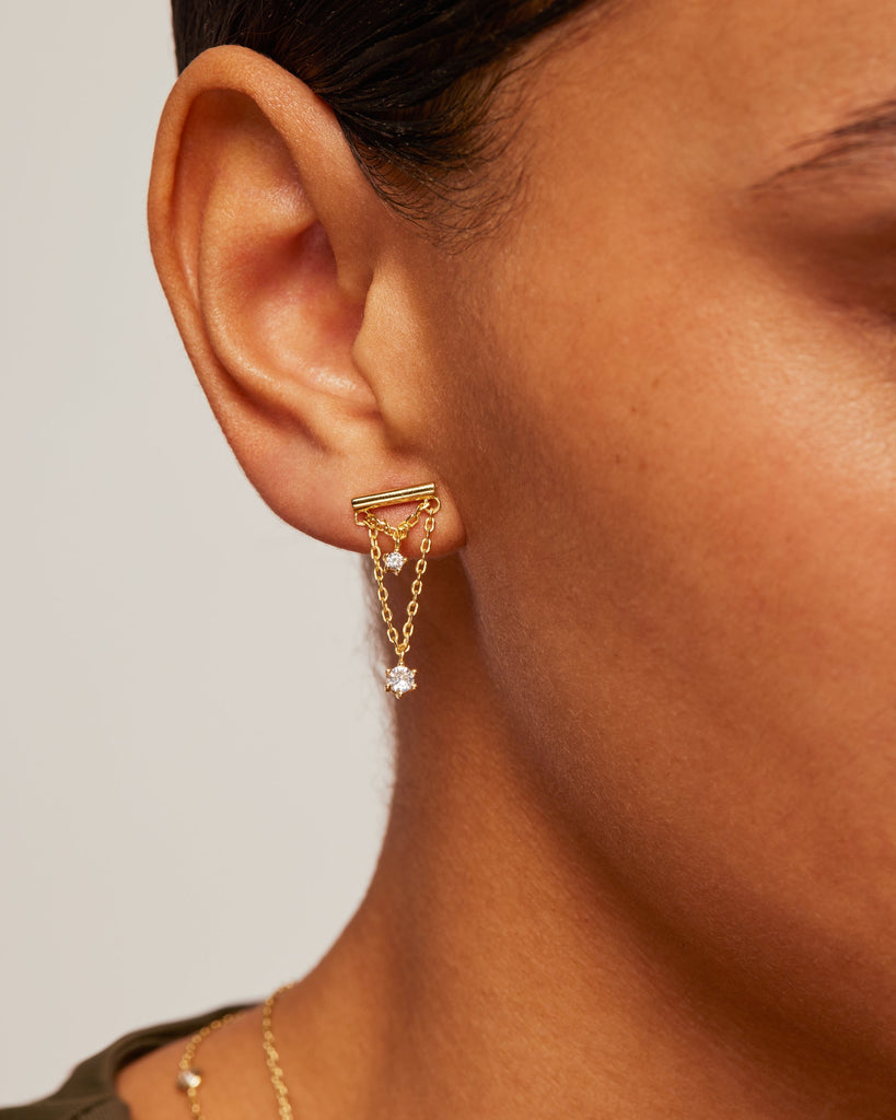 Bar Chained Earring #Variant_White Gold  