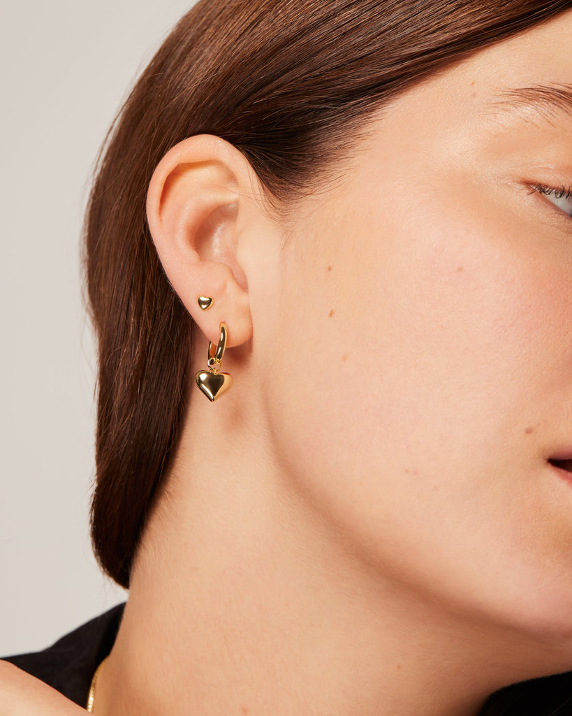 Heart Charm Earrings #Variant_Yellow Gold  