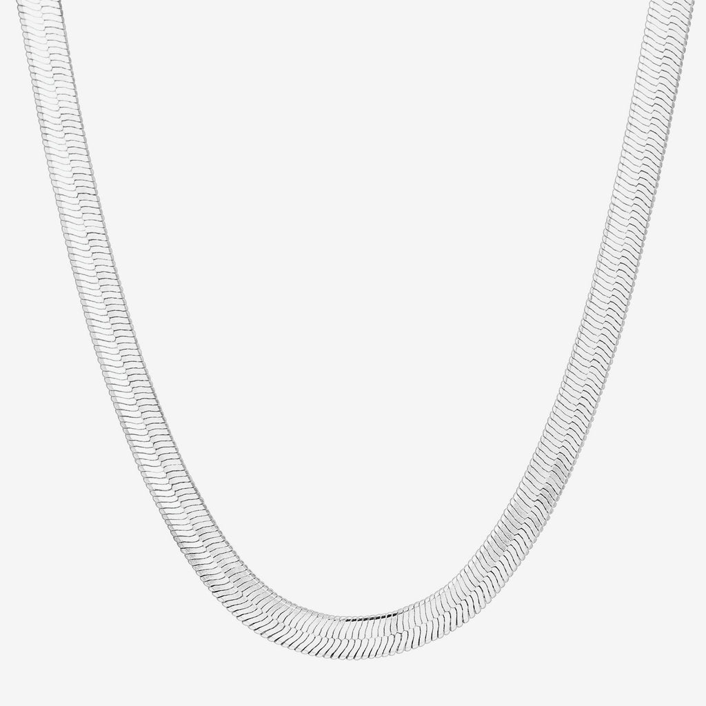 Snake Chain Adjustable Necklace Large, White Gold Necklace 