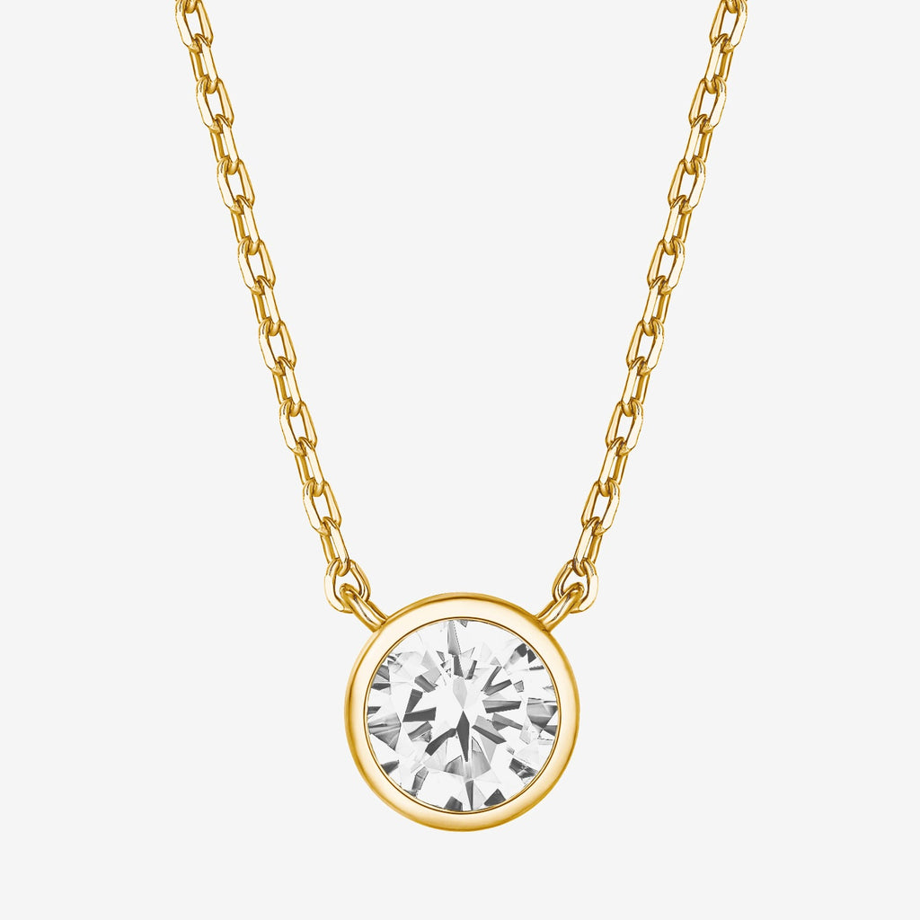 Bezel Necklace Yellow Gold Necklace 