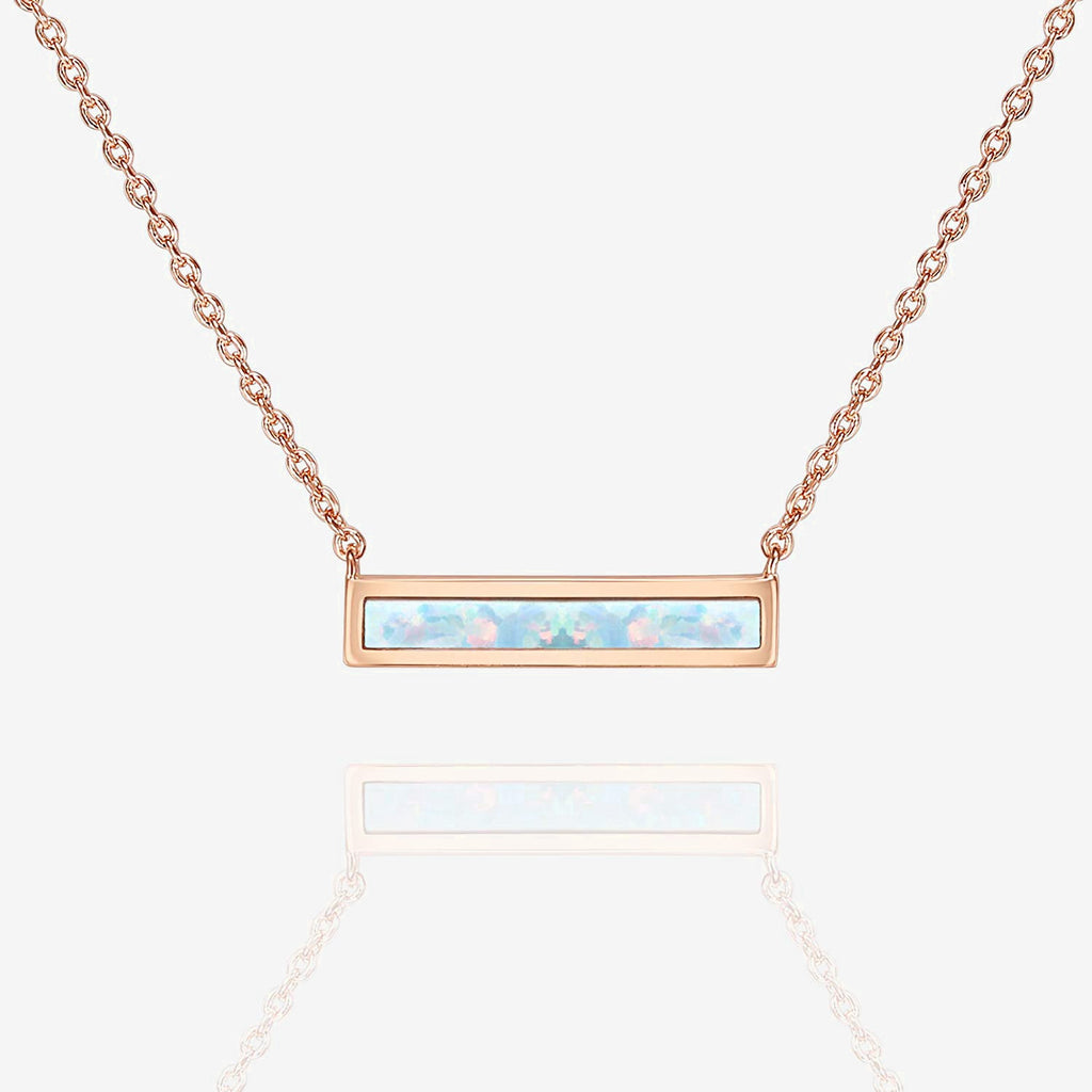 Opal Bar Necklace Rose Gold Necklace 