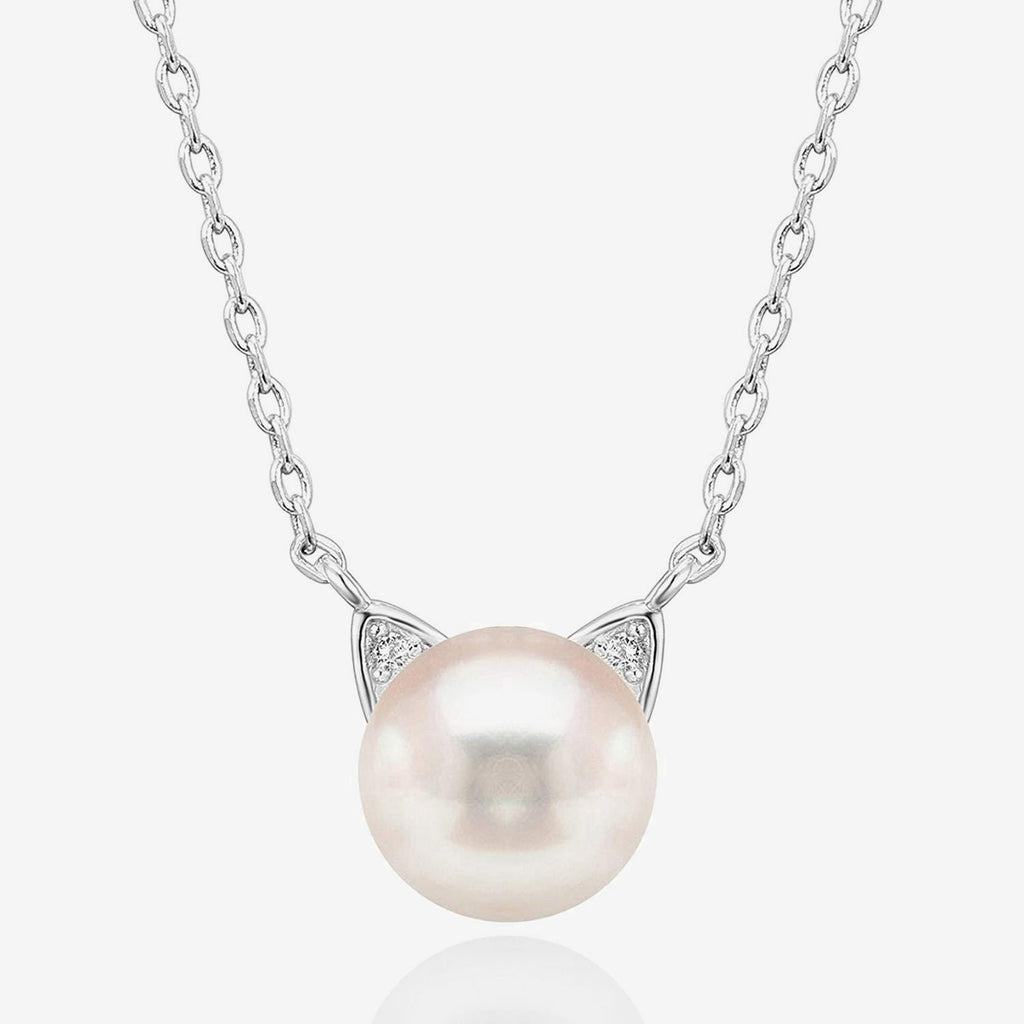 Freshwater Cultured Cat Pearl Necklace White Gold  