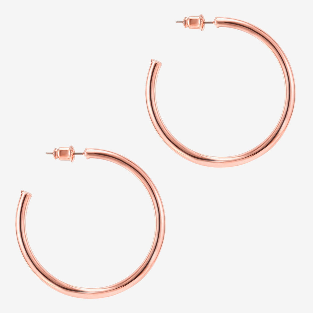 Lightweight Hoops (2 mm) 45mm, Rose Gold Earring 