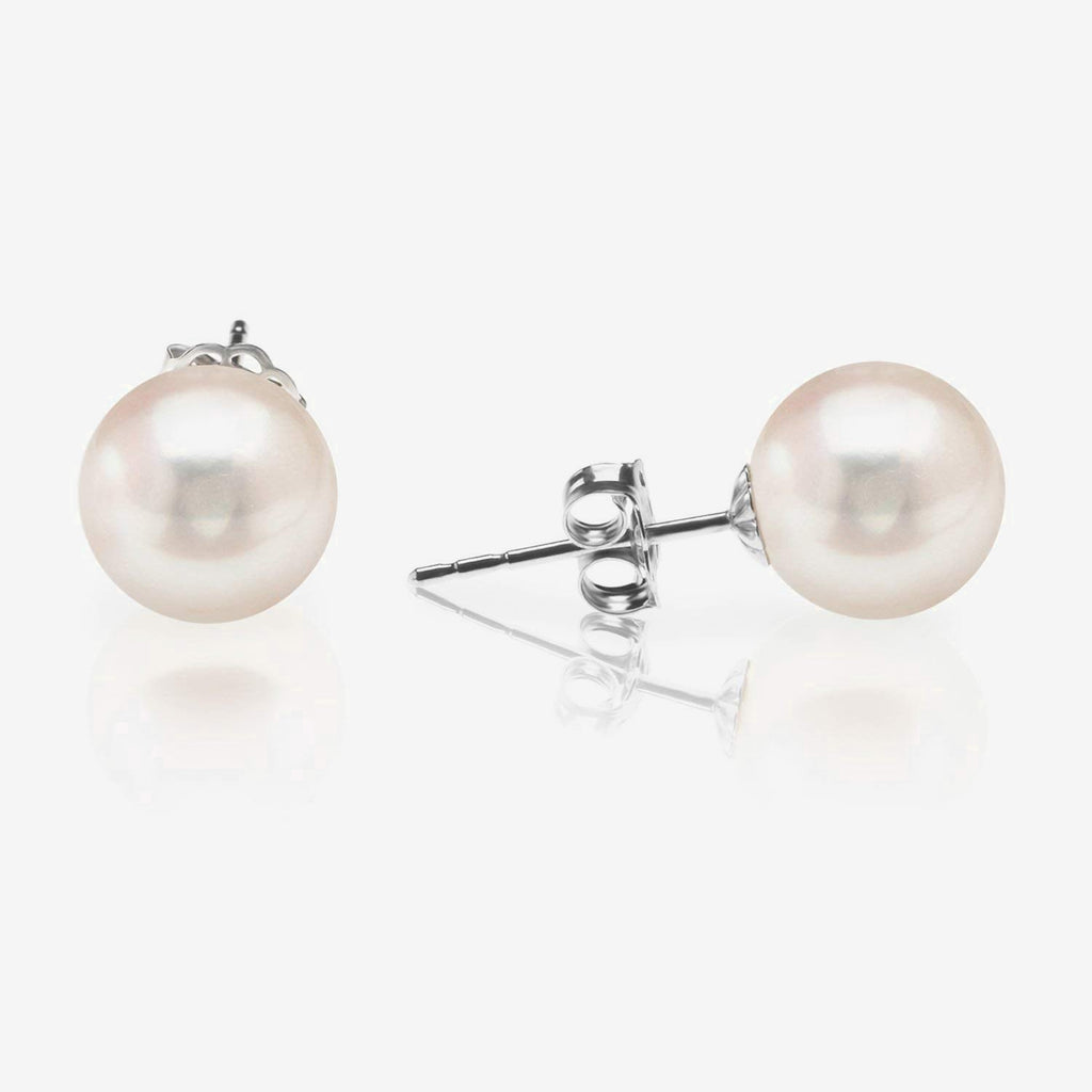 Freshwater Pearl Studs 5.5-6mm, 6.5-7mm, 7.5-8mm, 8.5-9mm, 9.5-10mm, 10.5-11mm, White Gold Earring 