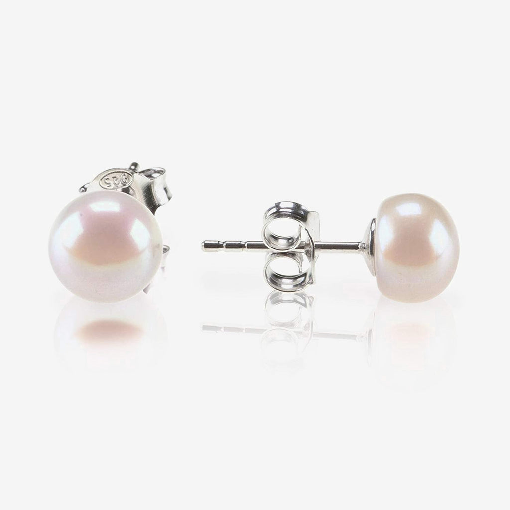 Round White Freshwater Cultured Pearl Earrings 5mm, 6mm, 7mm, 8mm, 9mm, 10mm Earring 
