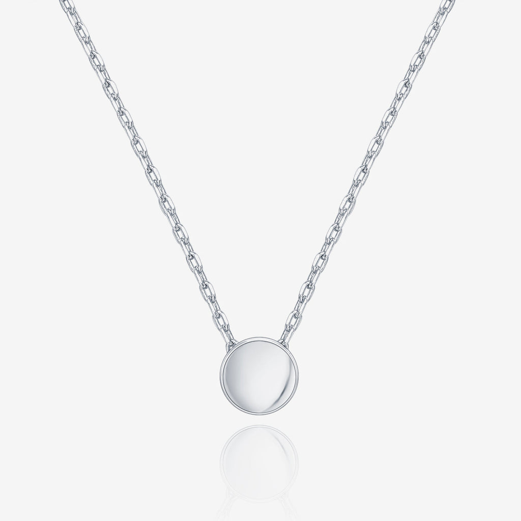 Disc Necklace White Gold Necklace 