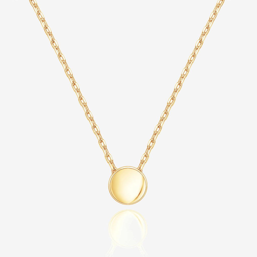 Disc Necklace Yellow Gold Necklace 