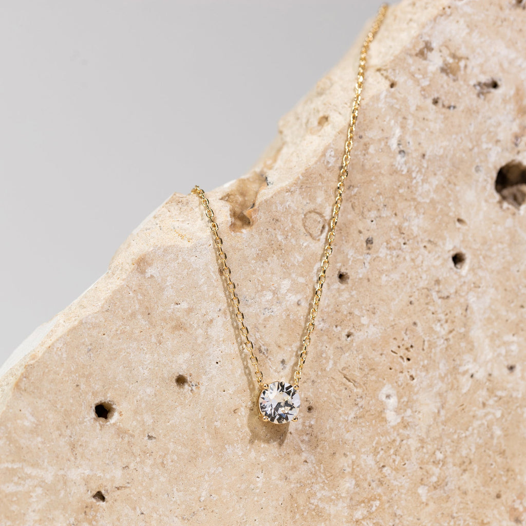 Solitaire Necklace Yellow Gold Necklace 