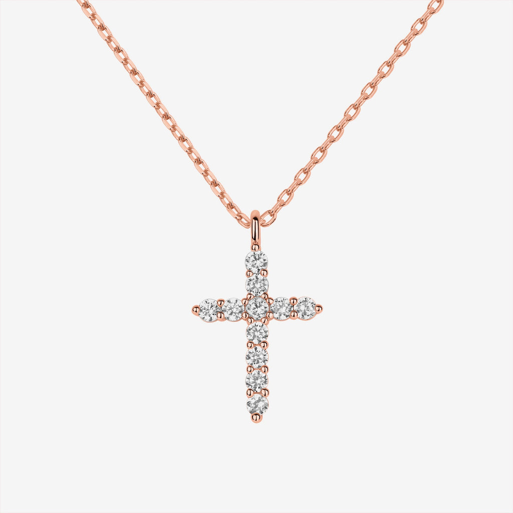 Cross Pendant Rose Gold Necklace 