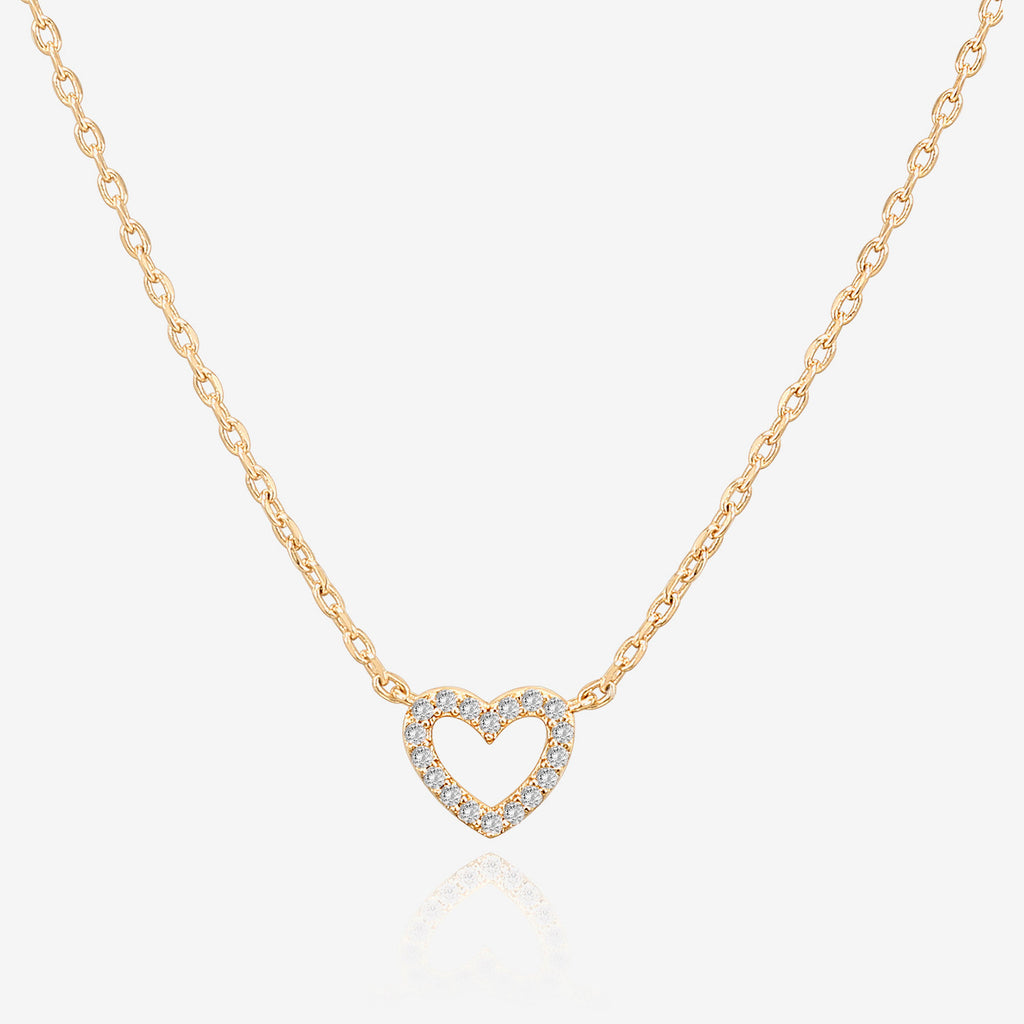 Open Heart Necklace Yellow Gold Necklace 