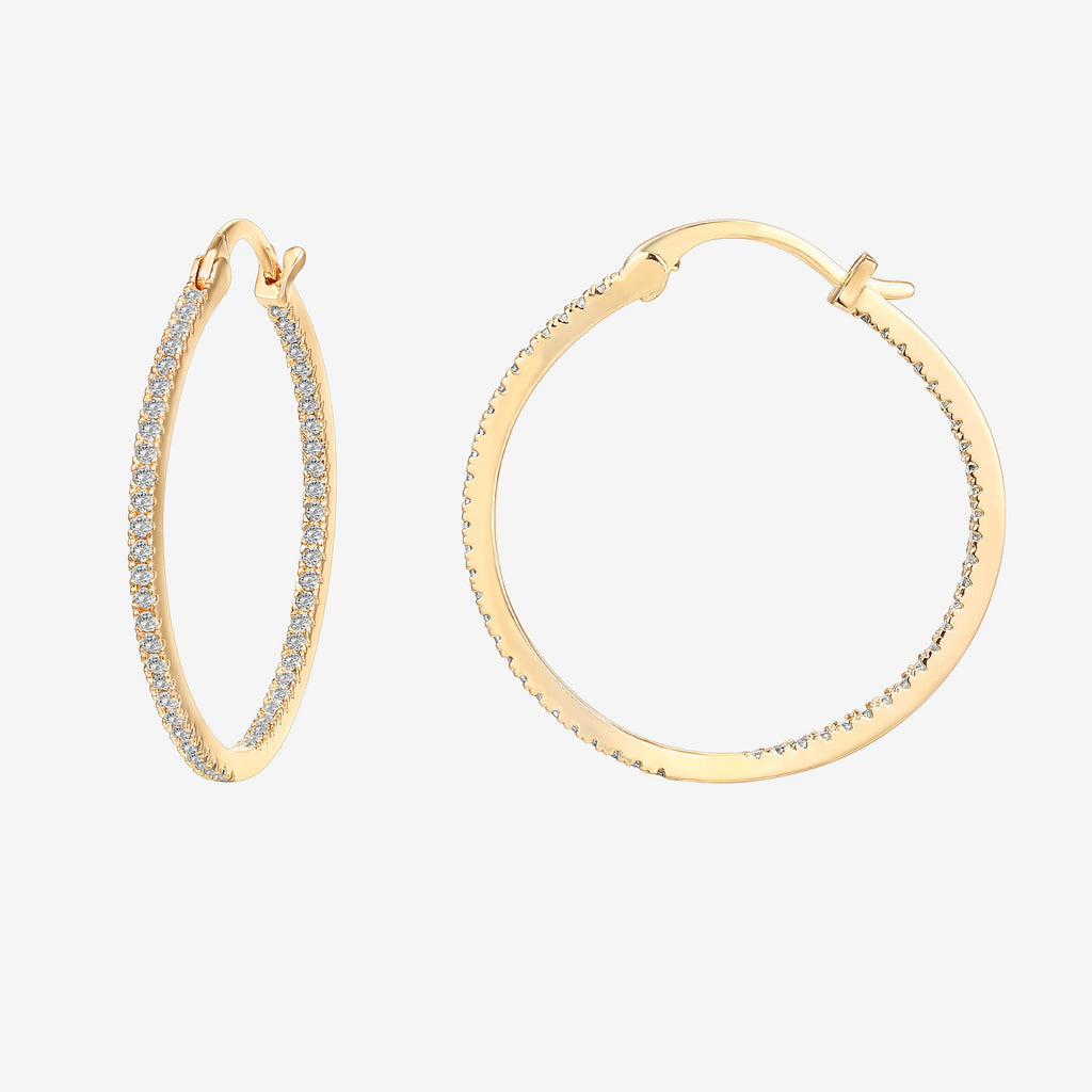 Vermeil Slim Inside-Out Hoops Yellow Gold, 30mm Earring 