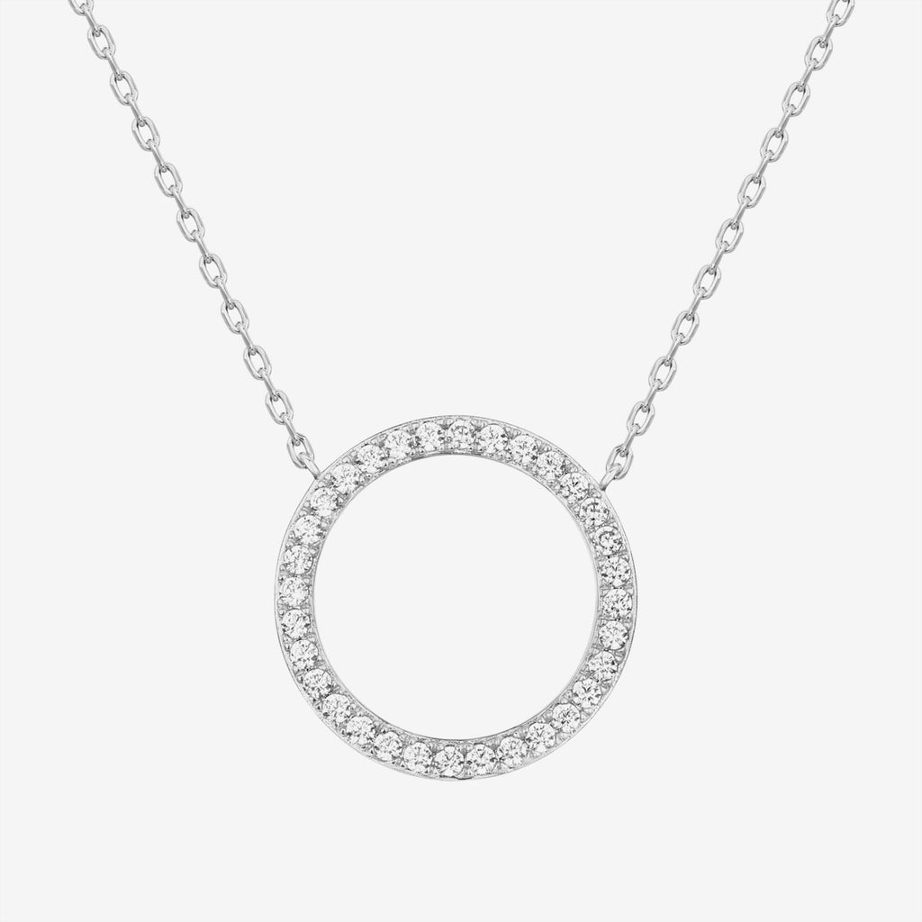 Open Circle Pendant Necklace White Gold Necklace 