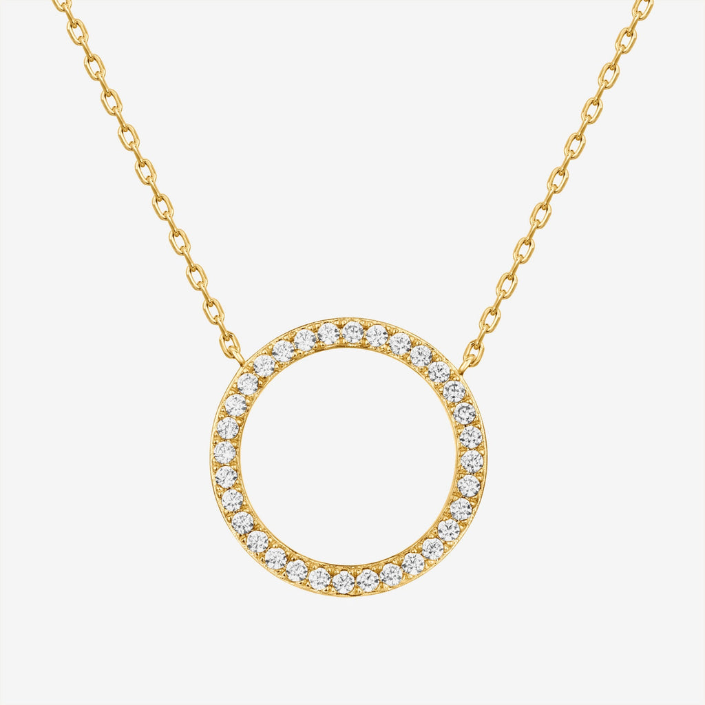Open Circle Pendant Necklace Yellow Gold Necklace 