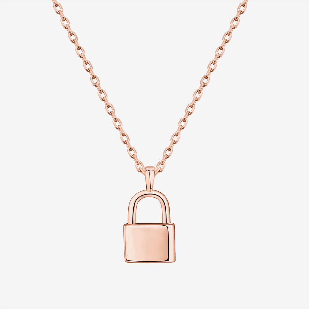 Lock Pendant Necklace Rose Gold Necklace 