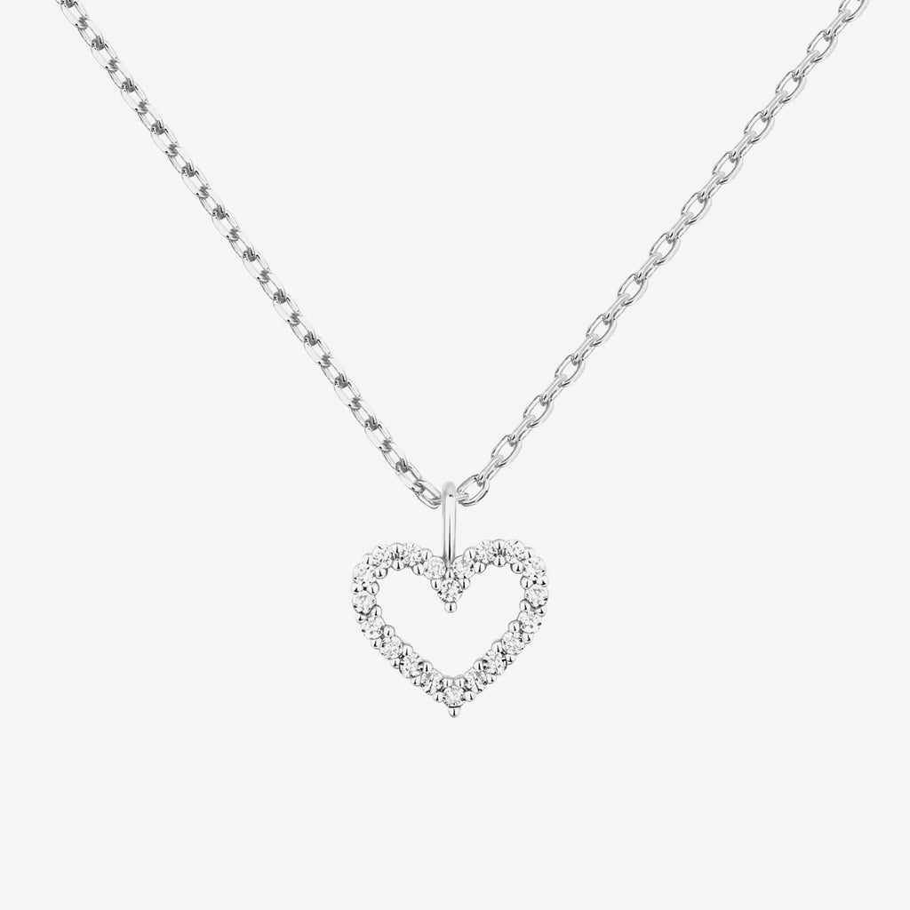 Open Heart Necklace White Gold Necklace 
