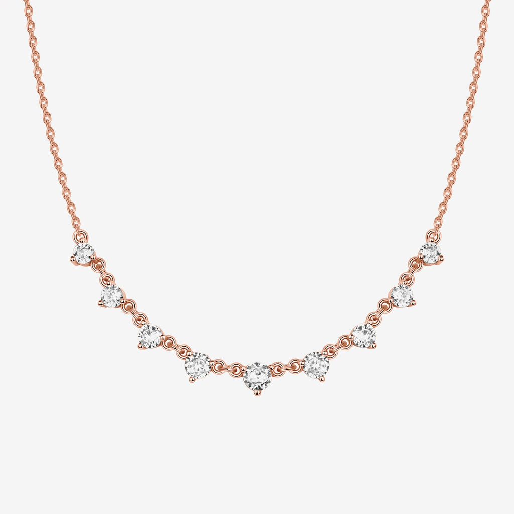 Cubic Zirconia Chain Necklace Rose Gold Necklace 