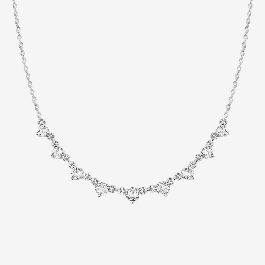 Cubic Zirconia Chain Necklace White Gold Necklace 