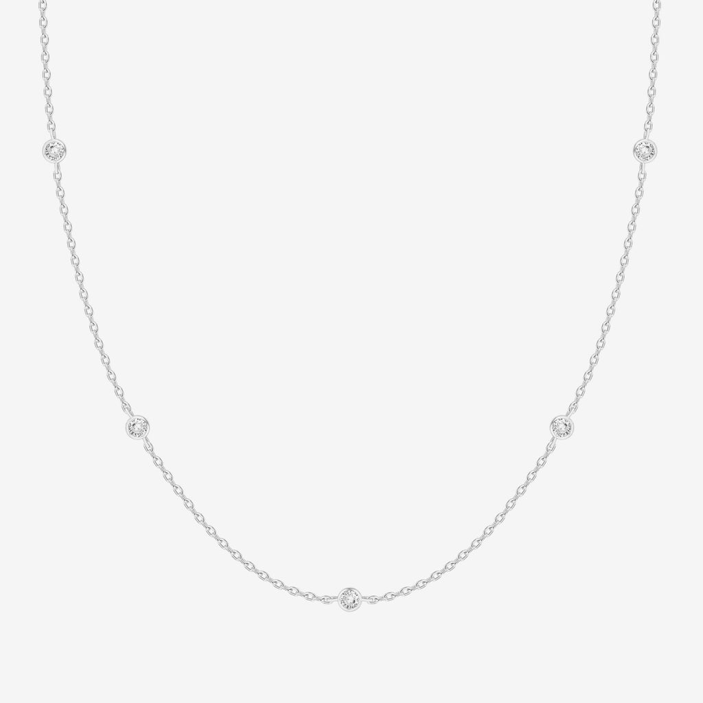 Simulated Diamond By The Yard Necklace White Gold Necklace 