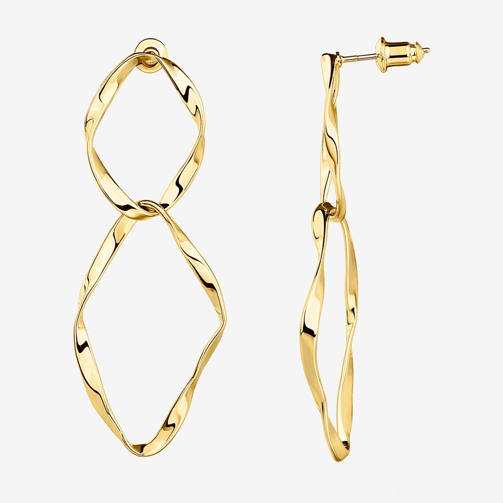 Hammered Infinity Hoop Yellow Gold Earring 