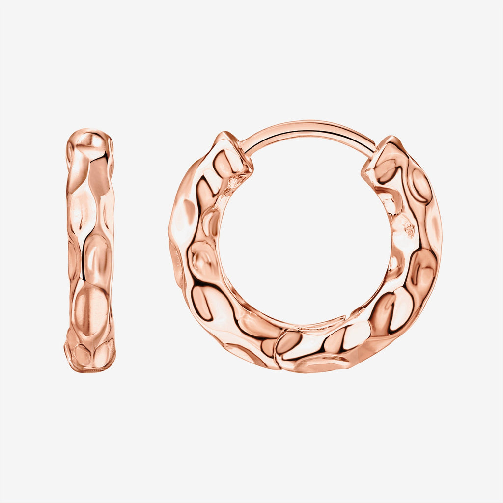 Hammered Huggies Rose Gold Earring 