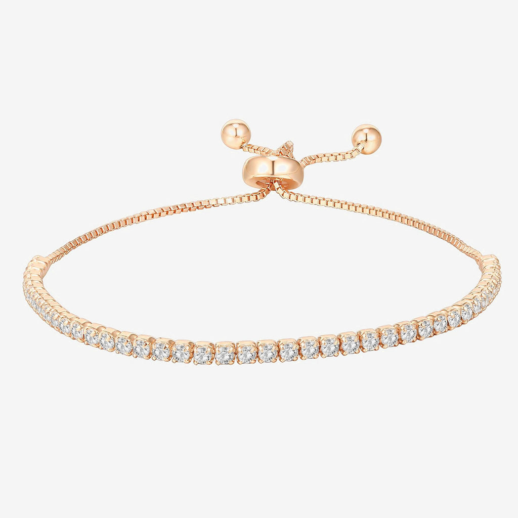 Adjustable Tennis Bracelet Rose Gold Bracelet 
