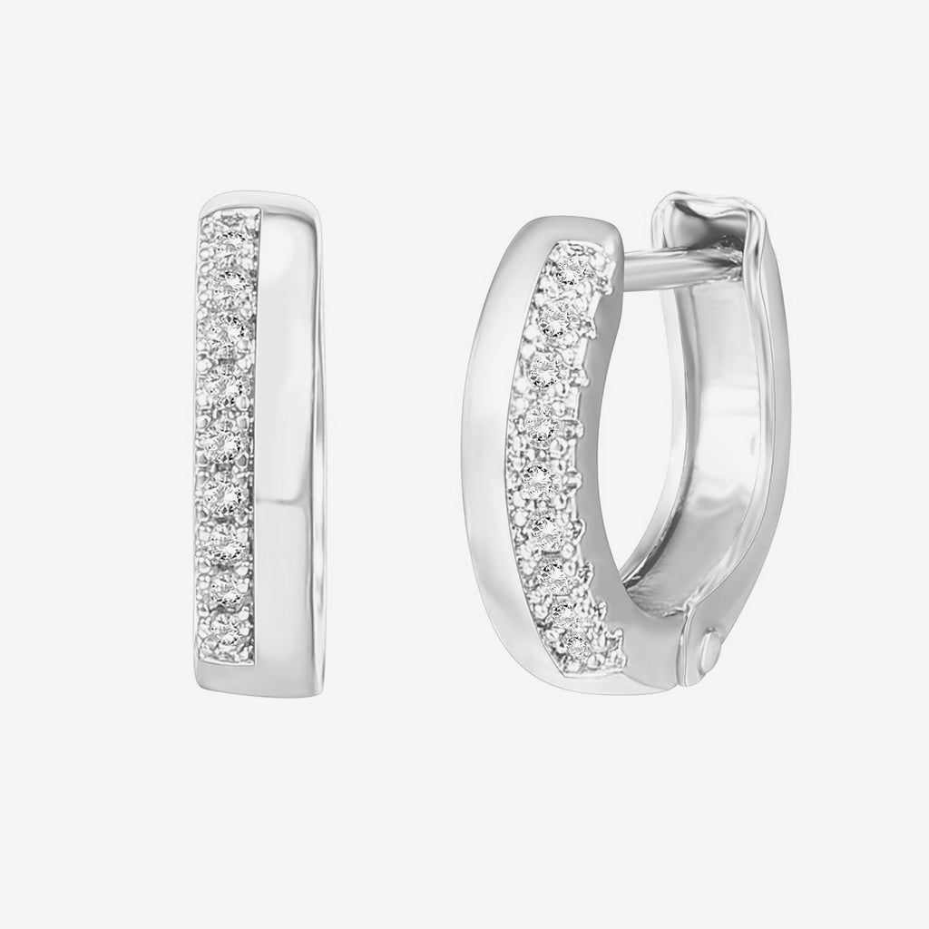 Two-Faced Huggie White Gold Earring 