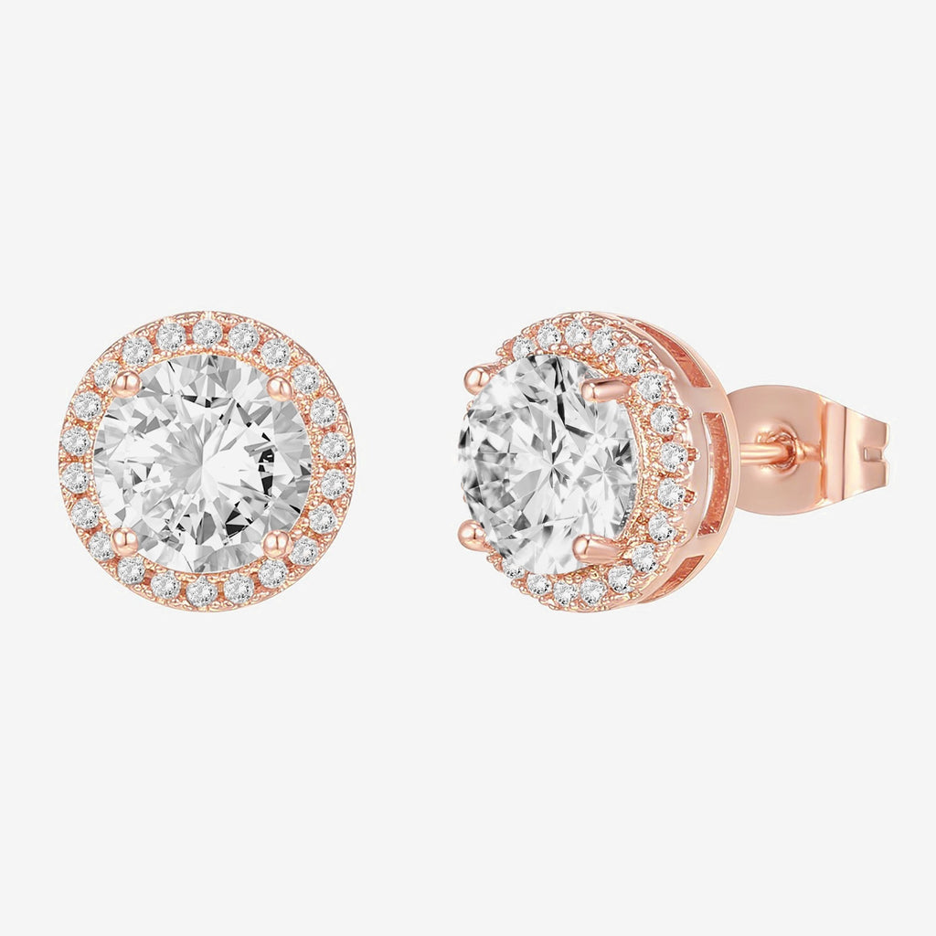 Large Halo Studs Rose Gold Earring 