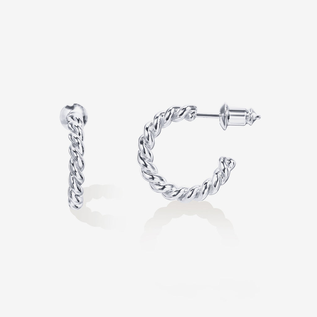 Thin Rope Hoops White Gold, 16mm Earring 