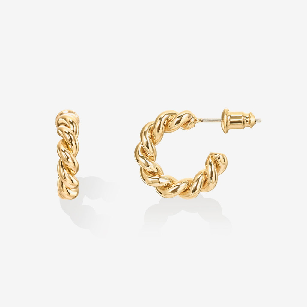 Rope Hoops Yellow Gold, 16mm Earring 