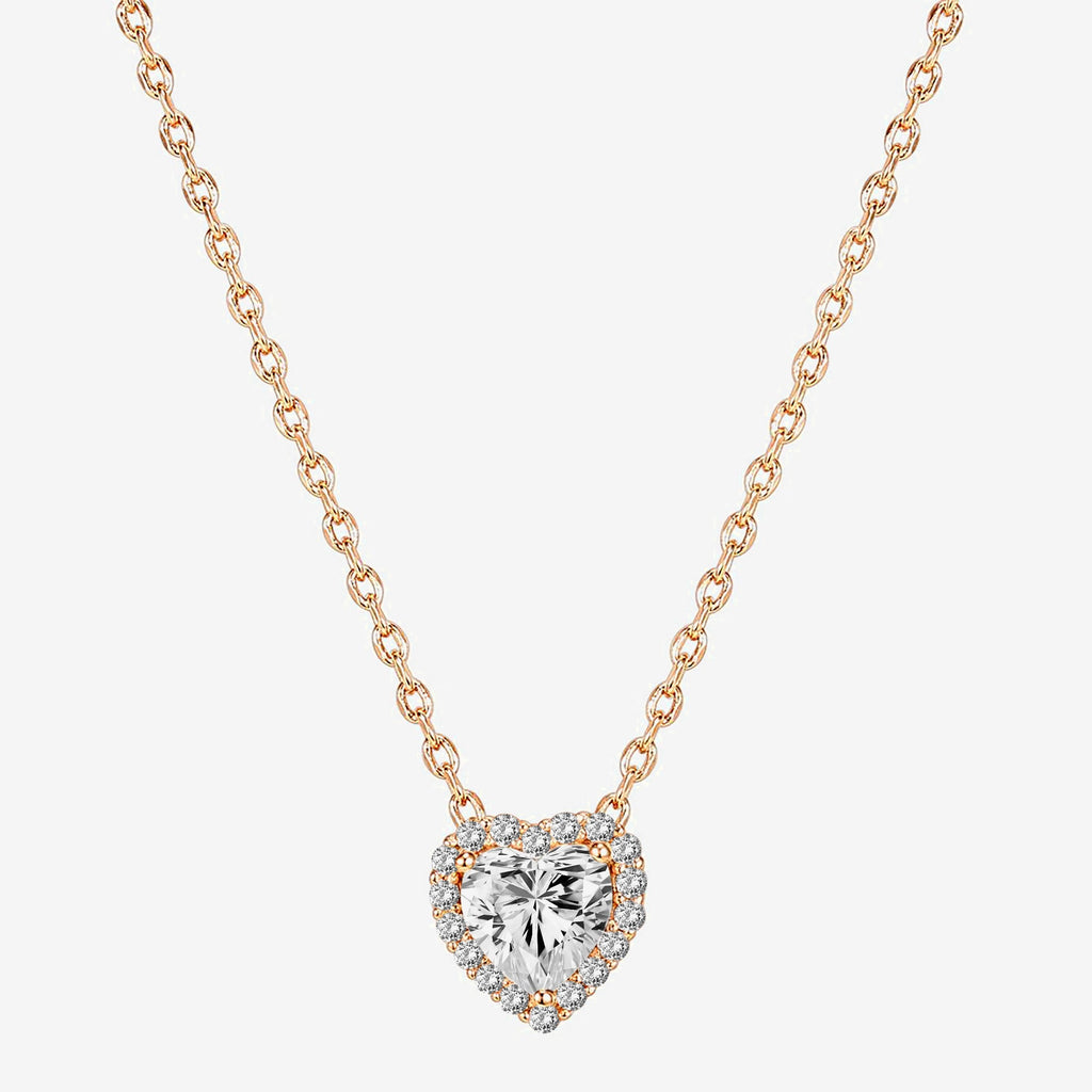 Heart Halo Necklace Rose Gold Necklace 
