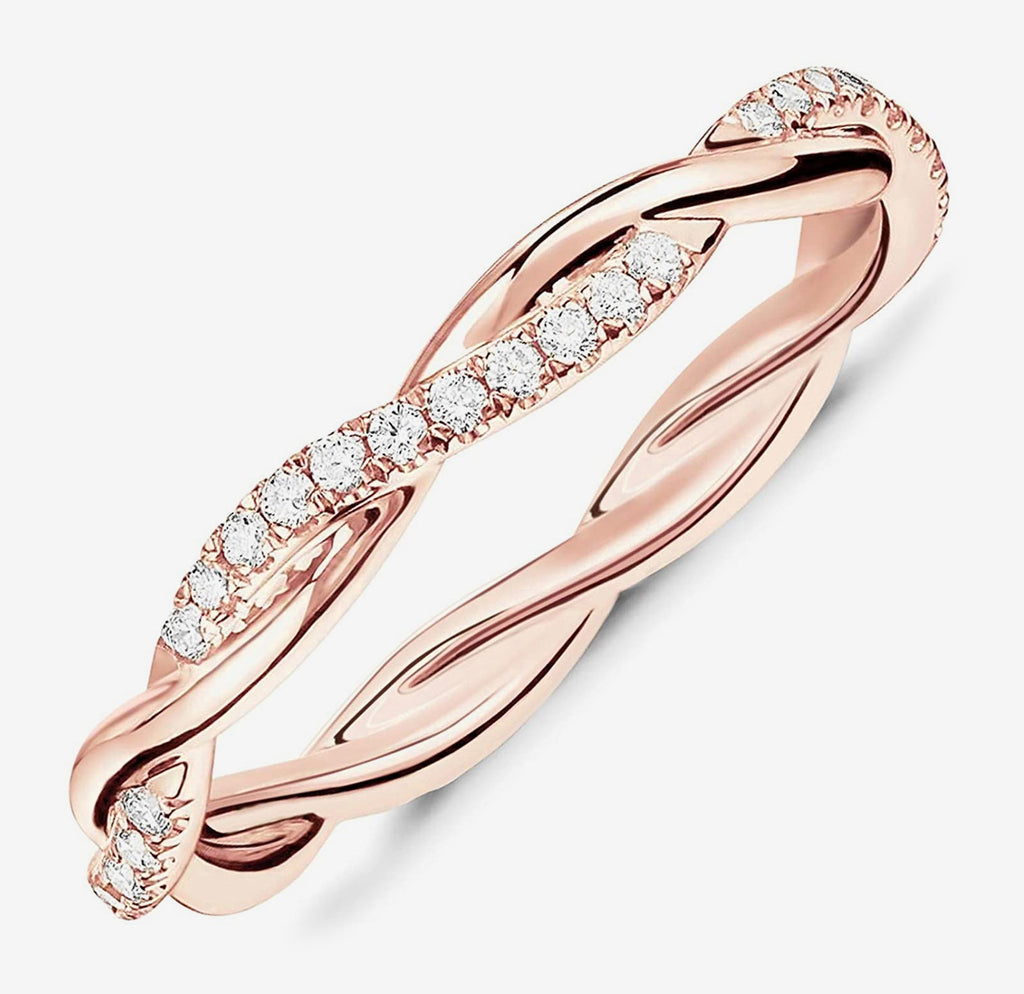Braided Eternity Band 5, 6, 7, 8, 9, Rose Gold Ring 