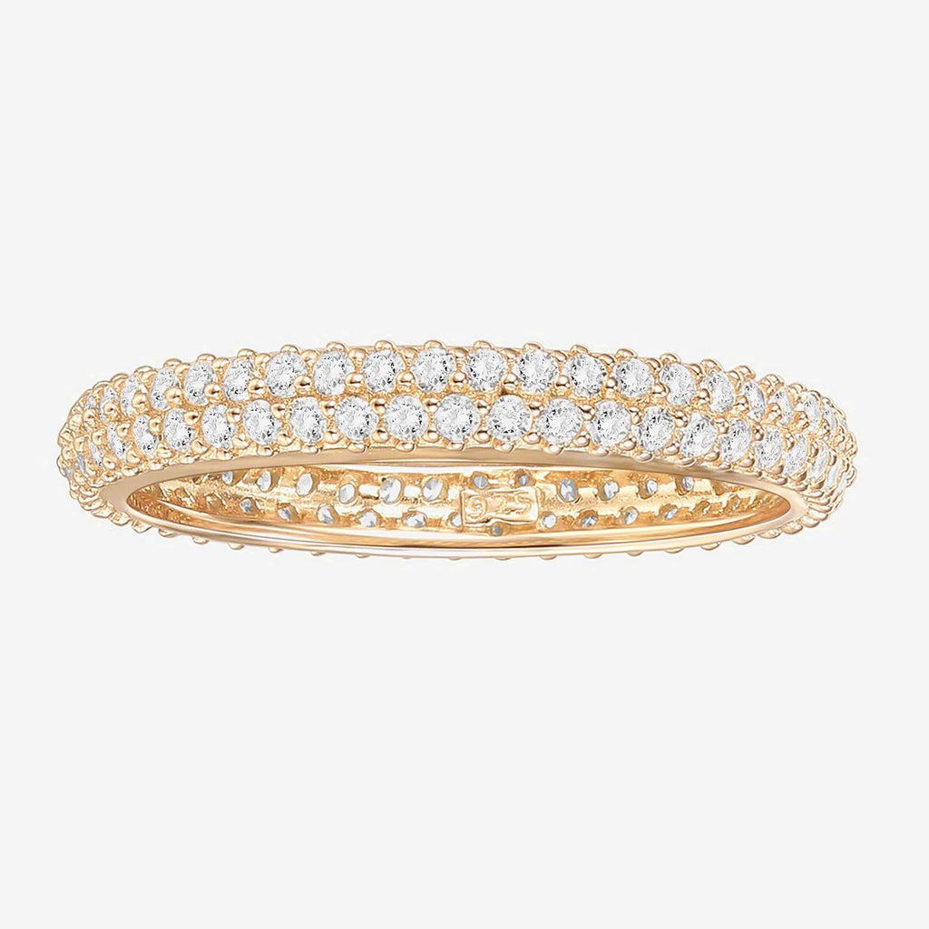 Cubic Zirconia Stackable Eternity Ring 5, 6, 7, 8, 9, Yellow Gold Rings 