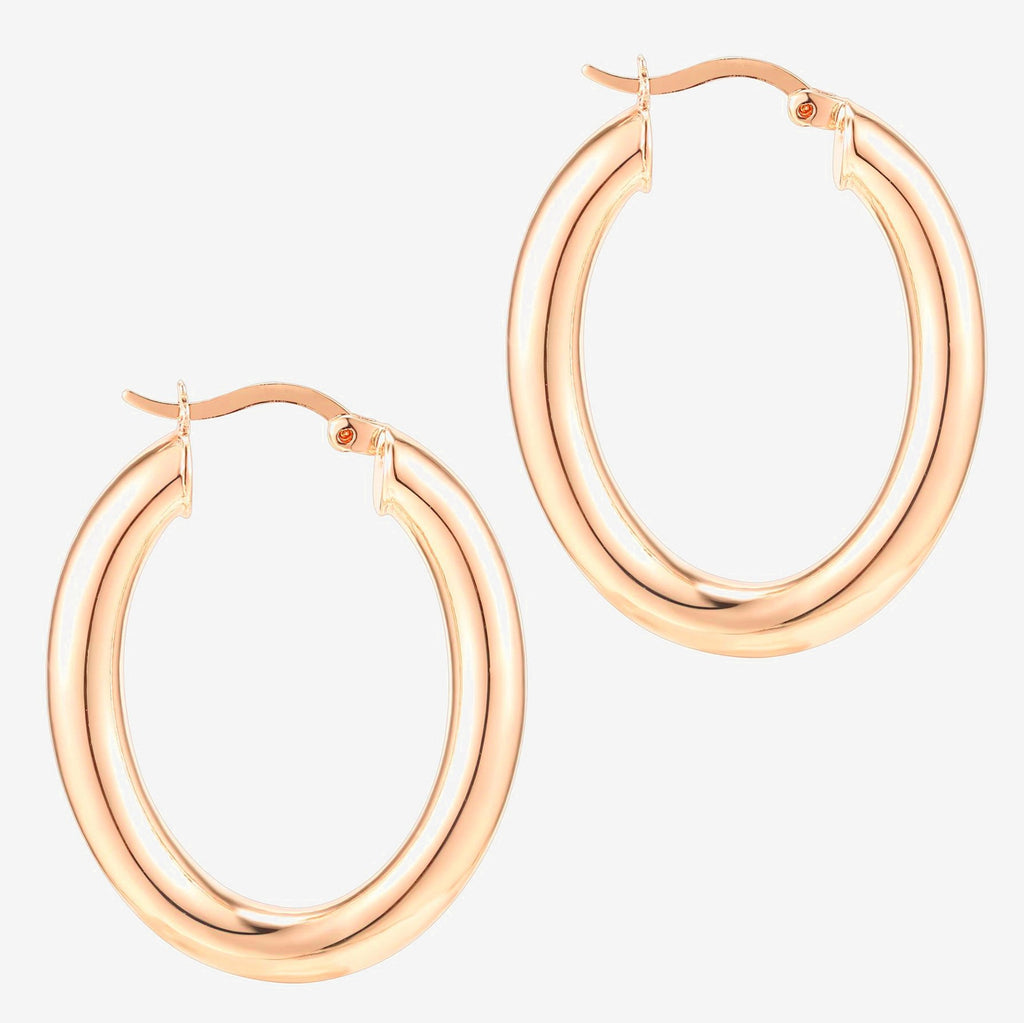 Oval Chunky Hoops Rose Gold Earring 