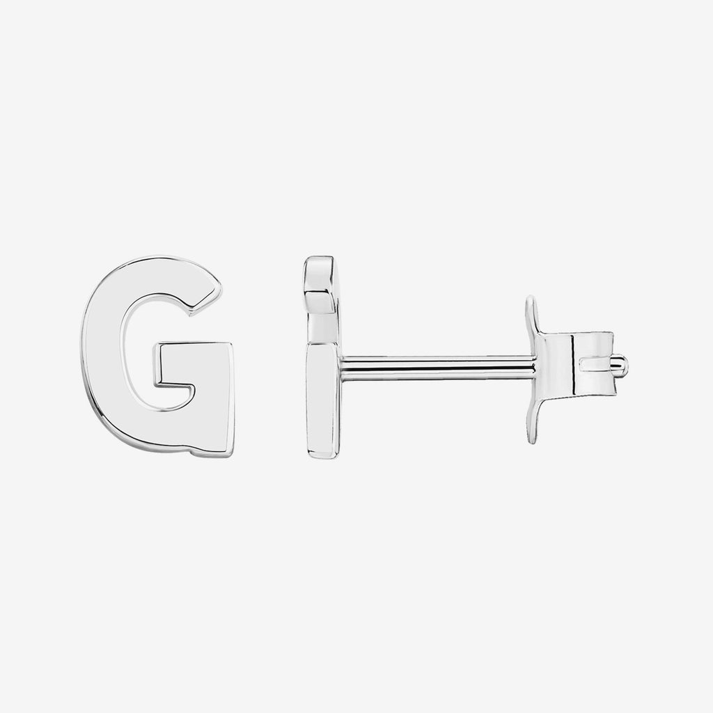 Initial Studs G, White Gold Earring 