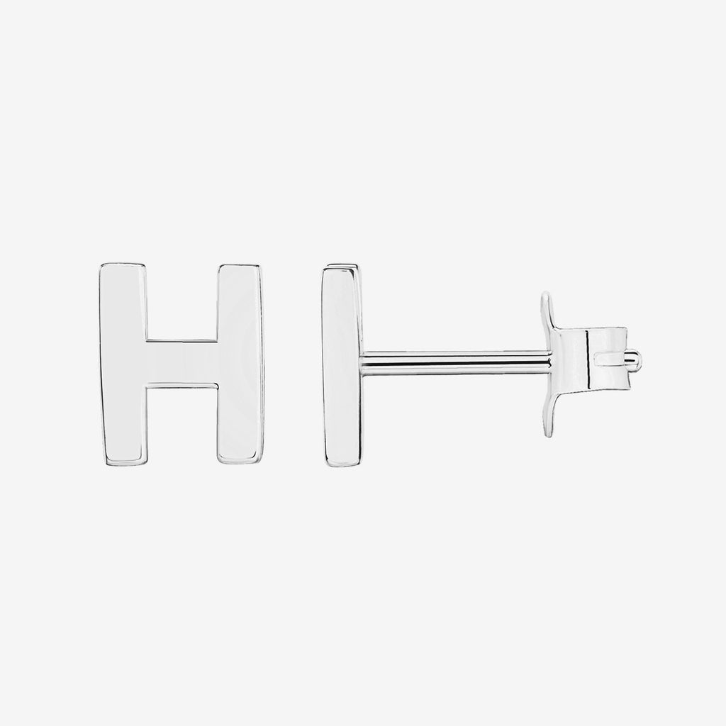 Initial Studs H, White Gold Earring 