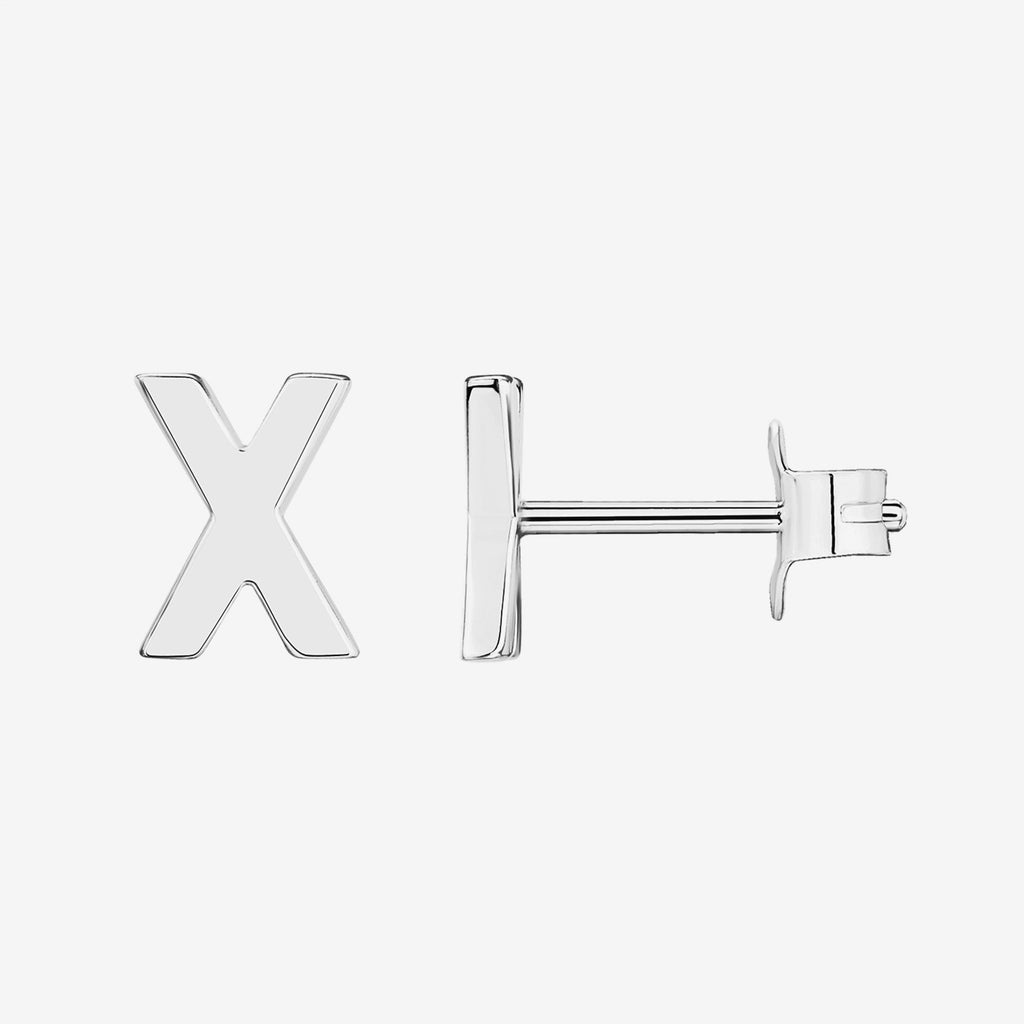 Initial Studs X, White Gold Earring 