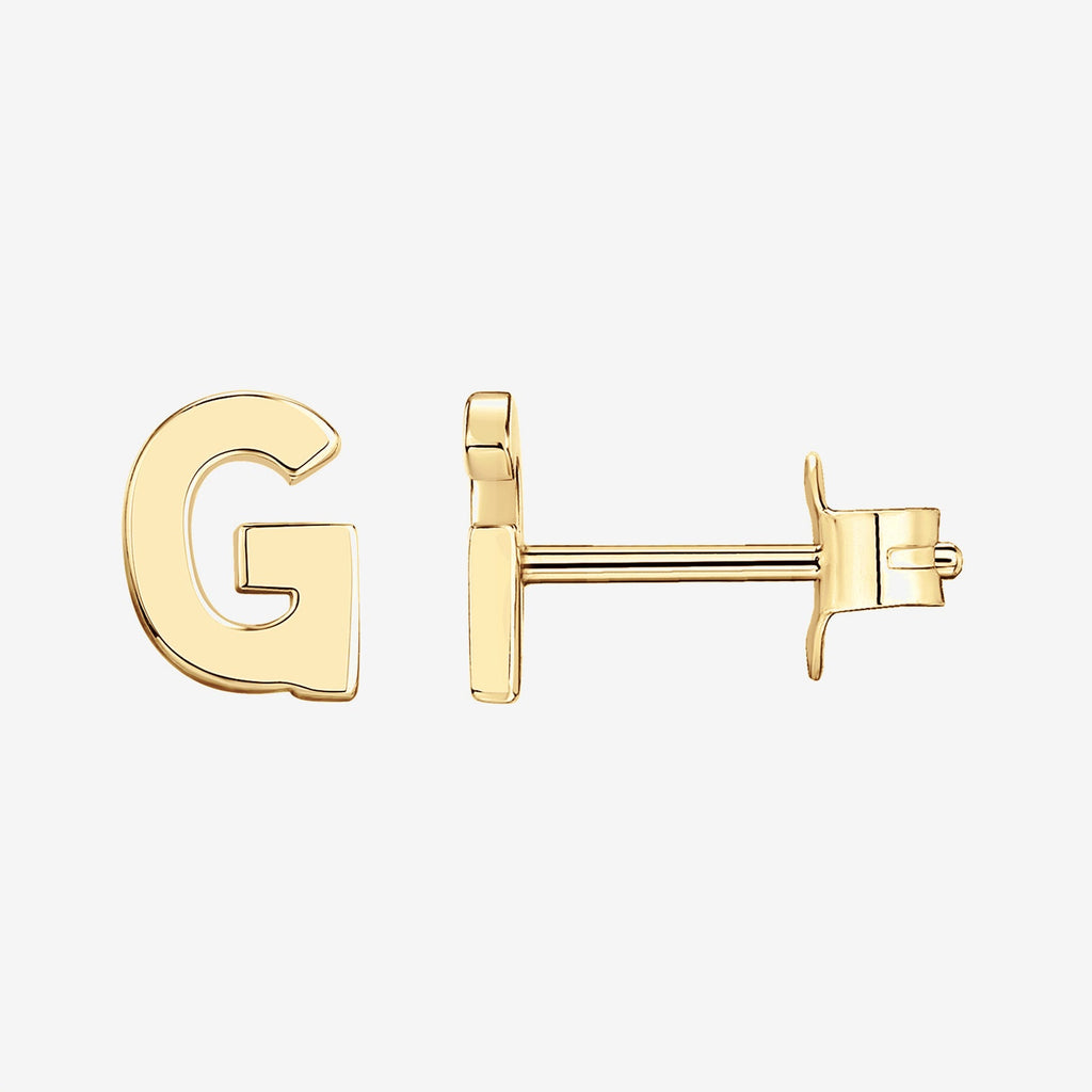 Initial Studs G, Yellow Gold Earring 