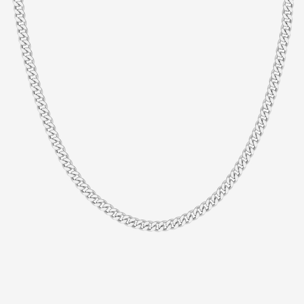 Curb Chain Adjustable Necklace Curb, White Gold Necklace 