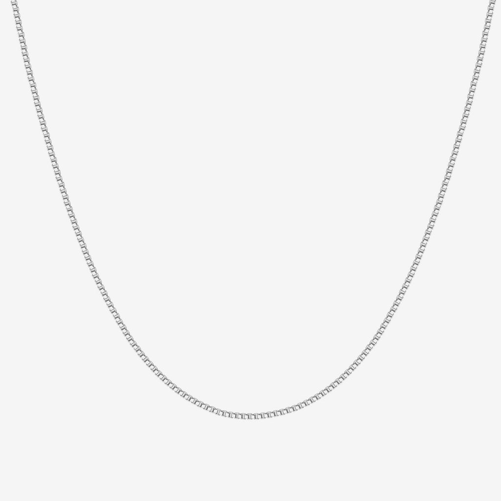 Box Chain Adjustable Necklace White Gold Necklace 