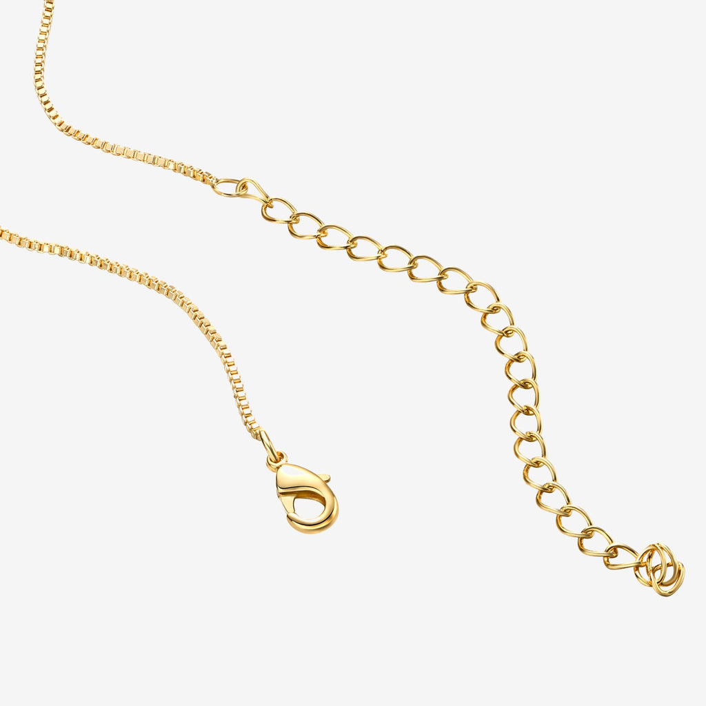 Box Chain Adjustable Necklace Yellow Gold Necklace 