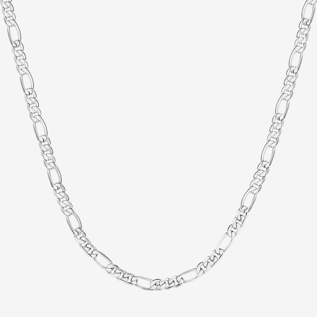 Figaro Chain Necklace Large, White Gold Necklace 