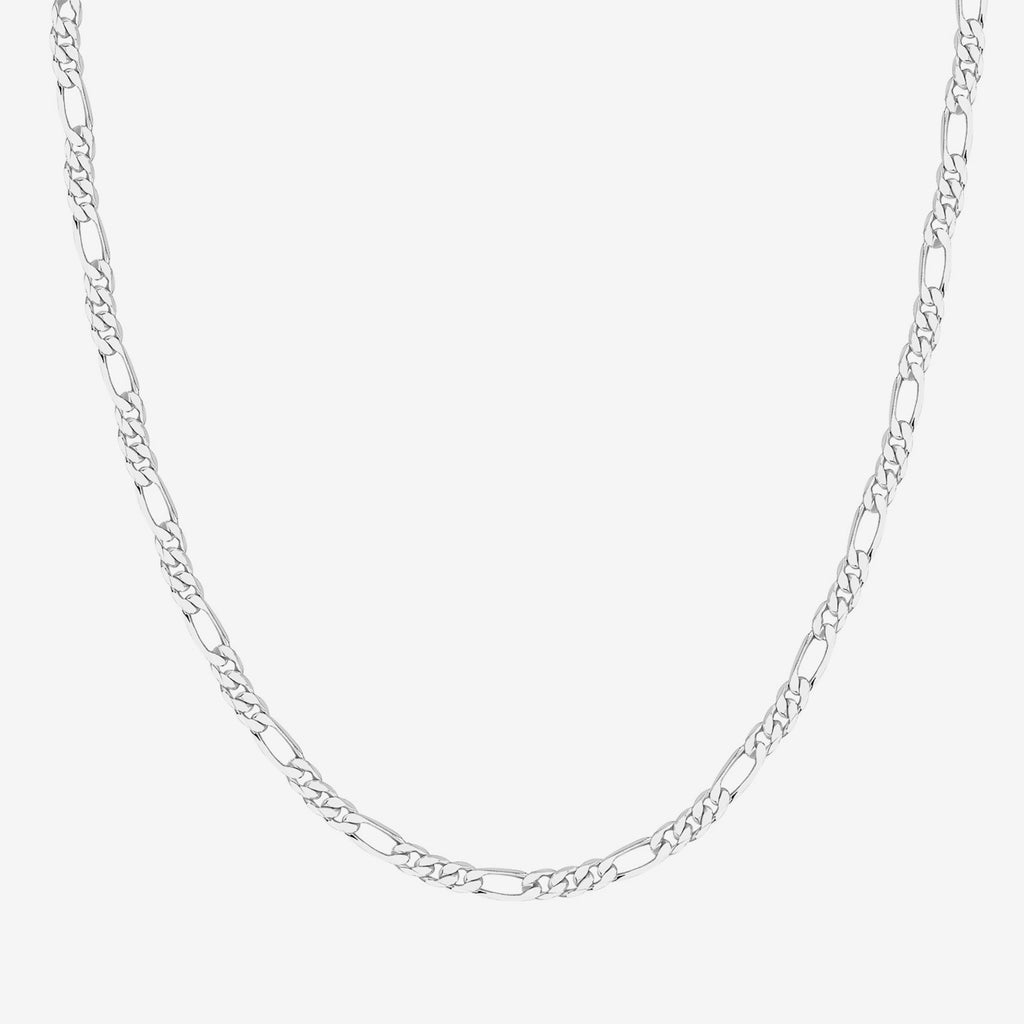 Figaro Chain Necklace Medium, White Gold Necklace 