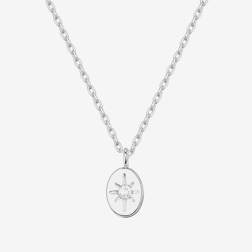 North Star Pendant White Gold Necklace 