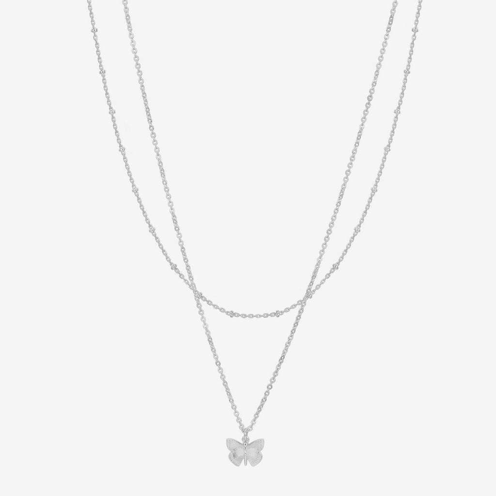 Butterfly Pendant White Gold Necklace 