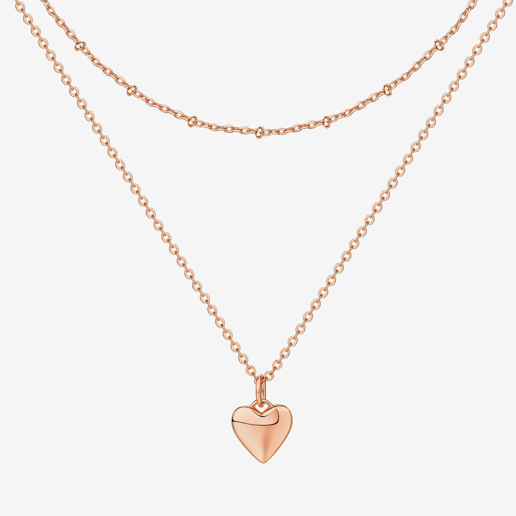 Heart Pendant Rose Gold Necklace 
