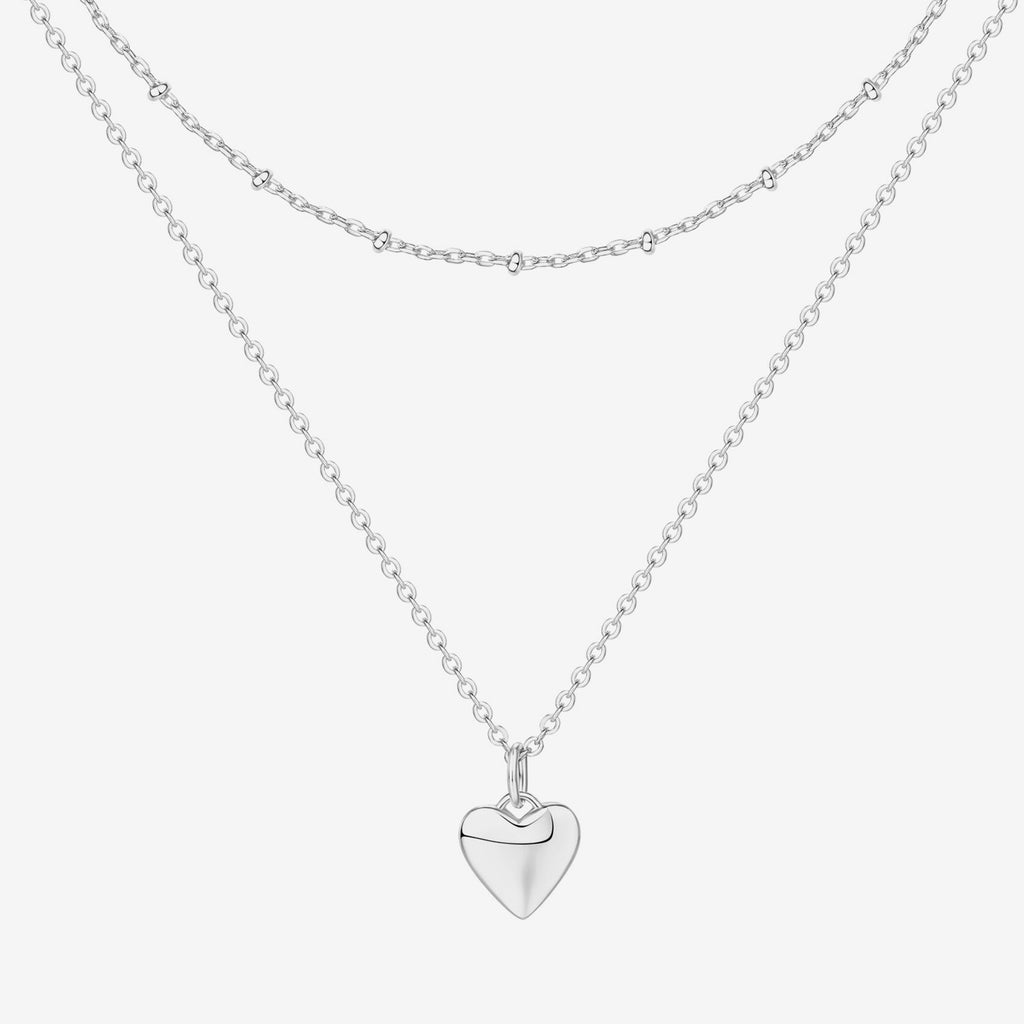 Heart Pendant White Gold Necklace 