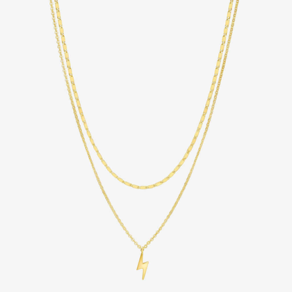 Lightning Pendant Yellow Gold Necklace 