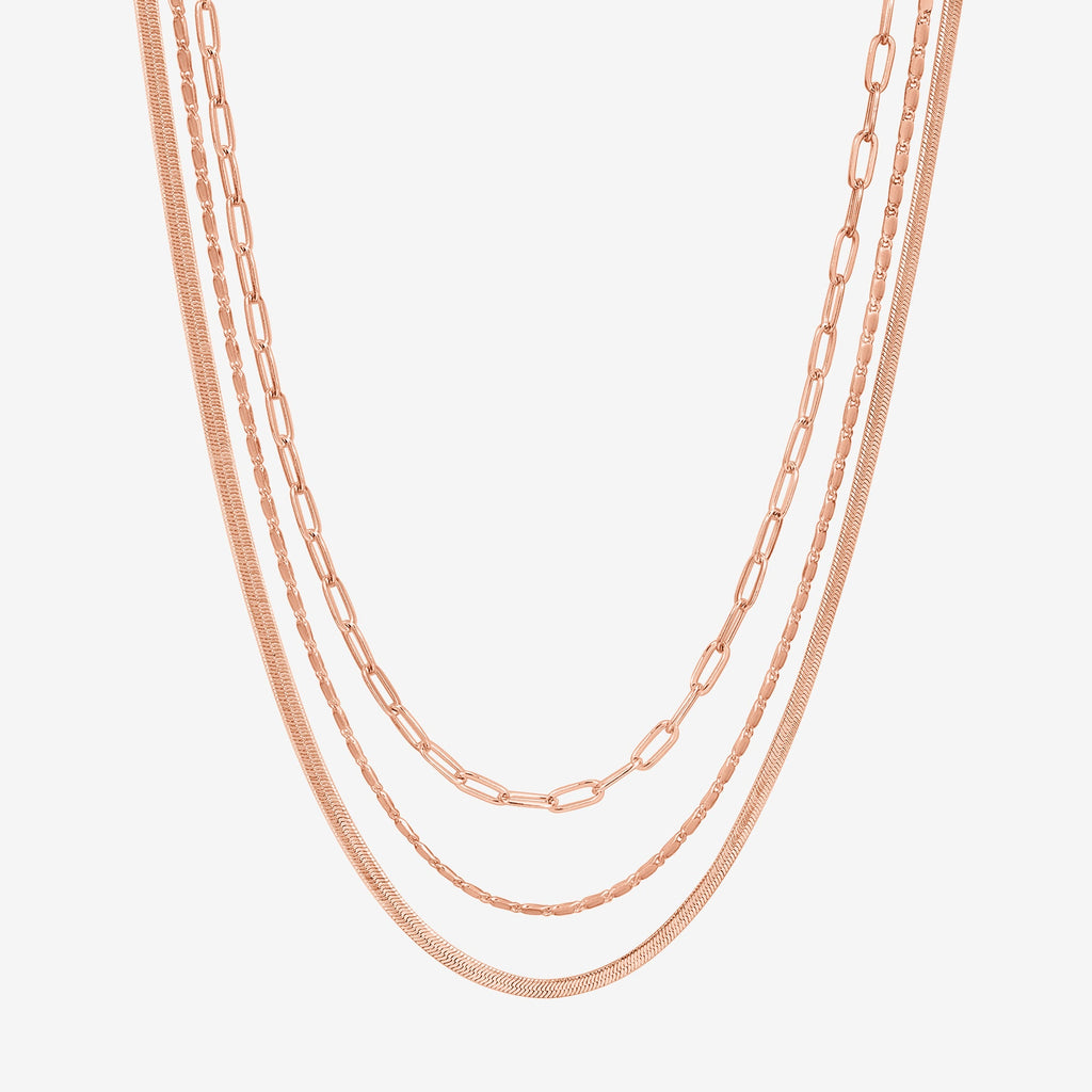 Layered Chain Necklace Rose Gold Necklace 
