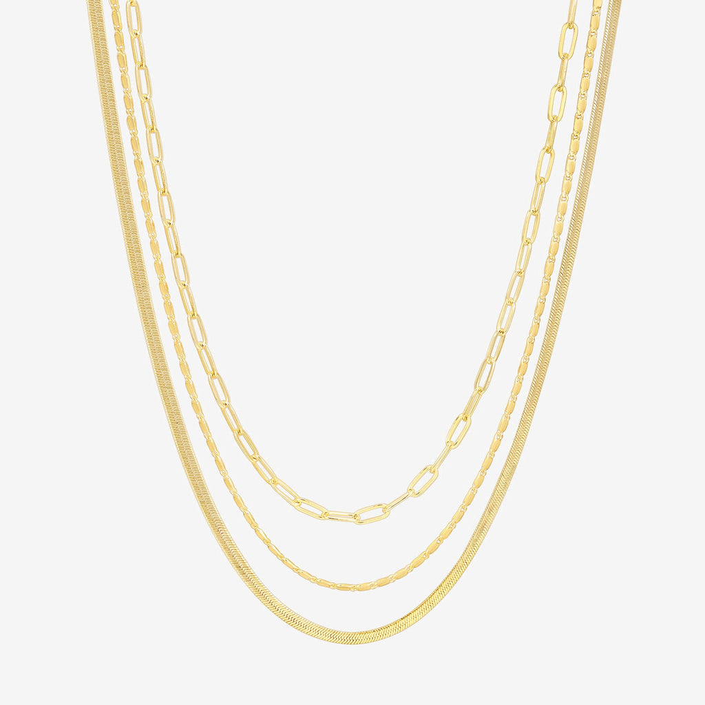 Layered Chain Necklace Yellow Gold Necklace 
